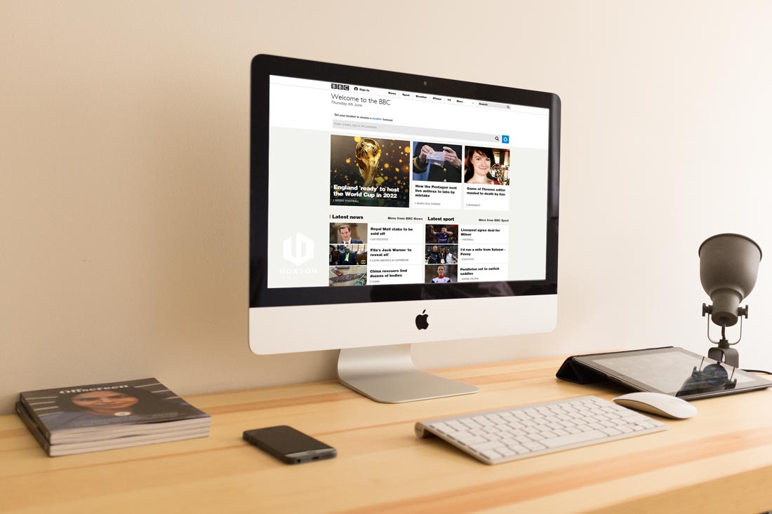 BBC website design on iMac
