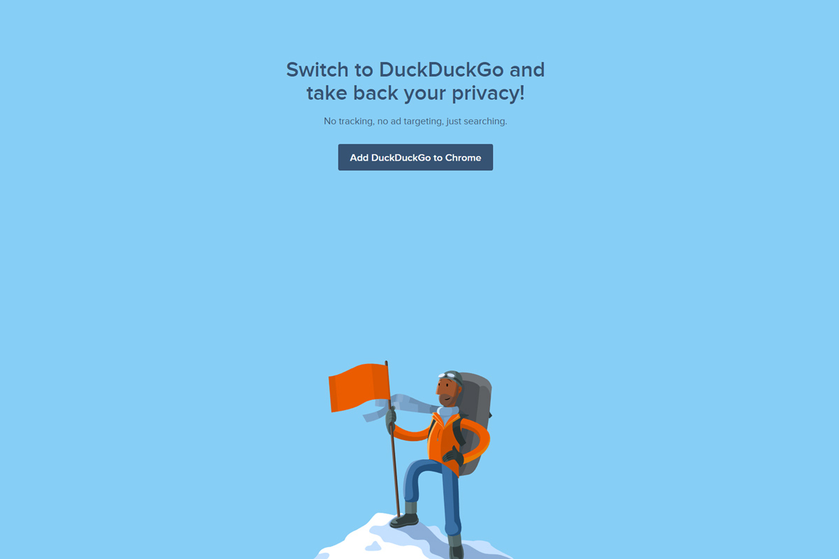 DuckDuckGo website mission statement - Switch to DuckDuckGo and take back your privacy!