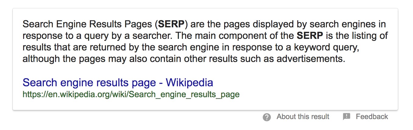 Google SERPs rich snippet