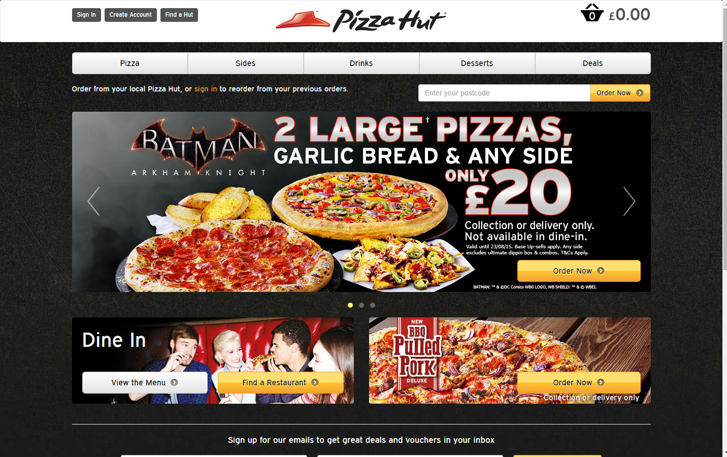 Pizza Hut website
