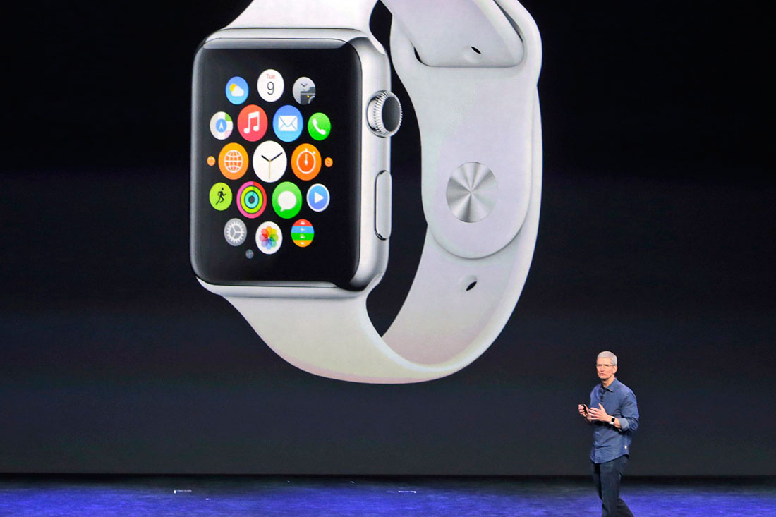 Tim Cook presenting Apple Watch